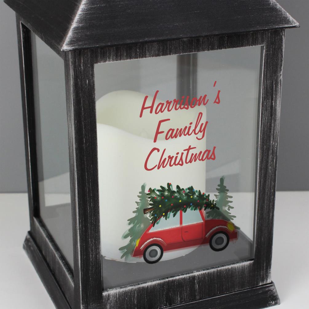 Personalised Driving Home For Christmas Rustic Black Lantern Extra Image 3